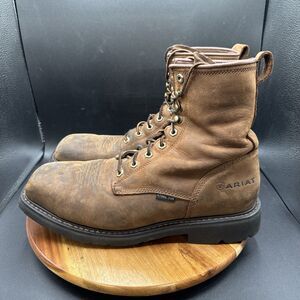 Ariat Cascade 8” Square Toe Mens Size 11.5 EE Wide Work Boots Brown Steel Toe